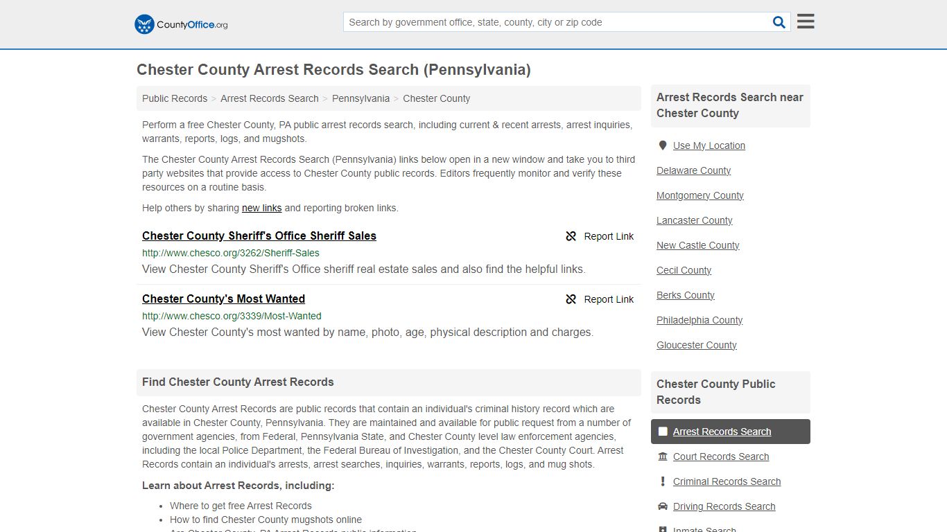Arrest Records Search - Chester County, PA (Arrests & Mugshots)